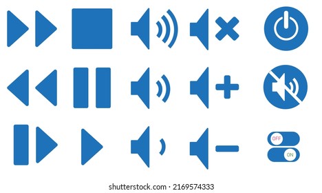 Media player button symbols. Play and pause buttons, video audio player, player button set icon symbol, play and pause vector button.