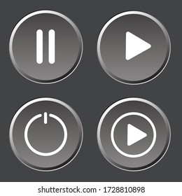 Media player buttons, audio device button icons. Symbols of video player playback. Vector illustration. Stock Photo.