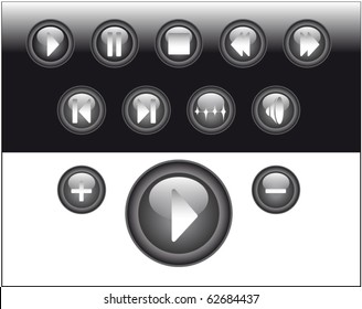 media player buttons black