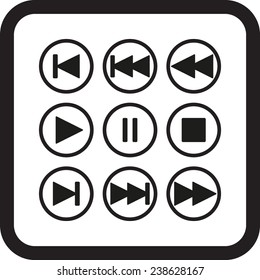 Media player buttons collection sign icon, vector illustration. Flat design style 