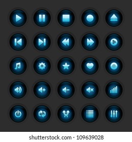Media player buttons collection vector design elements