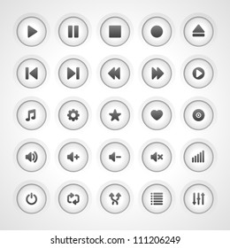 Media player buttons collection vector design elements