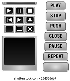 Media player buttons collection vector design elements