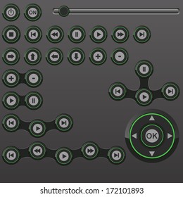 Media player buttons collection vector design elements. Vector Icons Set