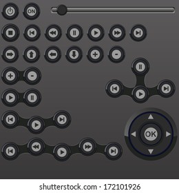 Media player buttons collection vector design elements. Vector Icons Set