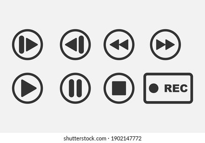 Media player buttons collection vector design elements.Eps 10.