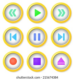 Media player buttons collection. The vector illustration.