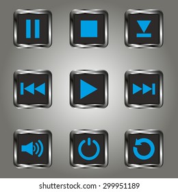 Media player buttons collection vector design