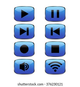 Media player buttons collection vector design elements Icon Isolated on White Background
