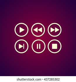 Media player buttons collection vector design elements.