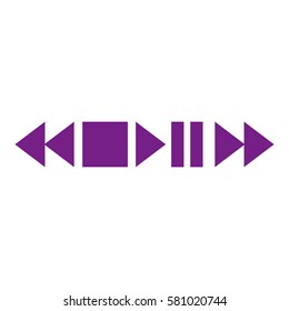 media player buttons collection vector. Violet icon