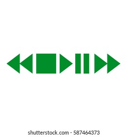 media player buttons collection vector on white background. Green icon.