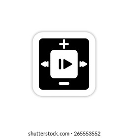 Media Player Buttons in flat design style on a white background with shadow 