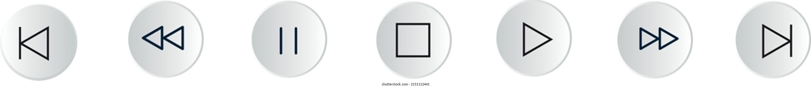 Media Player Buttons icon set, Play and pause buttons sign, Video Audio Player button symbol, vector illustration