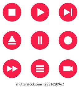Media player buttons icon set. Multimedia and Audio Icons Set. Set of media player black button icons. Play and pause buttons, video audio player, player button set icon symbol, play and pause vector 