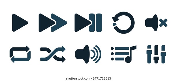 Media Player Buttons Icon Set