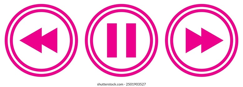 Conjunto de iconos de Botones de reproductor multimedia, signo de Botón Video de reproducción y pausa, símbolo de Botón de reproductor de audio, Ilustración vectorial. eps 10