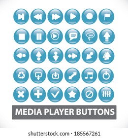 media player buttons, icons set, vector