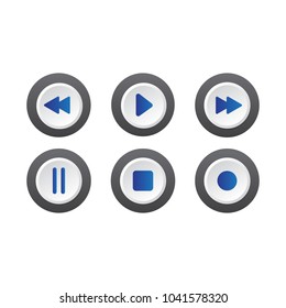 Media player buttons. Player icons buttons. Vector media buttons, video button. Set audio and video player buttons.