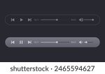 Media player buttons. Pause, rewind, fast forward icon. Music player buttons. Ui elements. Ui template. Musical Buttons. Black icons. Media player icon set. Video player template. Video controls. 