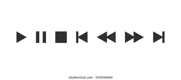 Media player buttons. Pause, rewind, fast forward icon. Music player buttons. Ui elements. Ui template. Musical Buttons. Black icons. Media player icon set. Video player template. Video controls.  - Shutterstock ID 1910569660