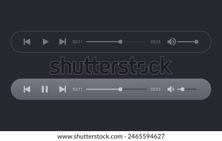 Media player buttons. Pause, rewind, fast forward icon. Music player buttons. Ui elements. Ui template. Musical Buttons. Black icons. Media player icon set. Video player template. Video controls. 