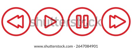 Media player buttons. Pause, rewind, fast forward icon. Music player buttons. Ui elements. Ui template. Musical Buttons. Black icons. Media player icon set. Video player template. Video controls.
