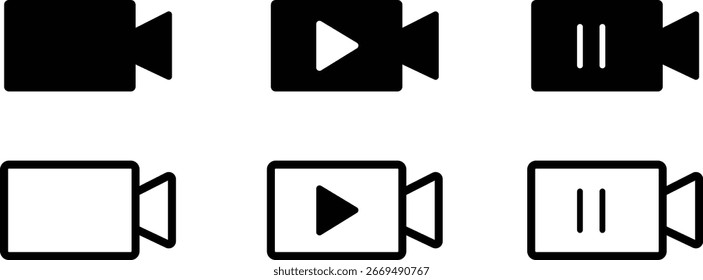 media player buttons play and pause icons on camera 