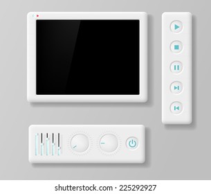 media player buttons and screen