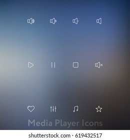 Media player buttons set. Audio player vector icons collection