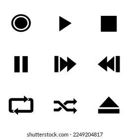 media player buttons set icon vector isolated