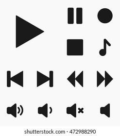 media player buttons set icons eps jpg image web ui picture