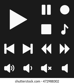 media player buttons set icons eps jpg image web ui picture