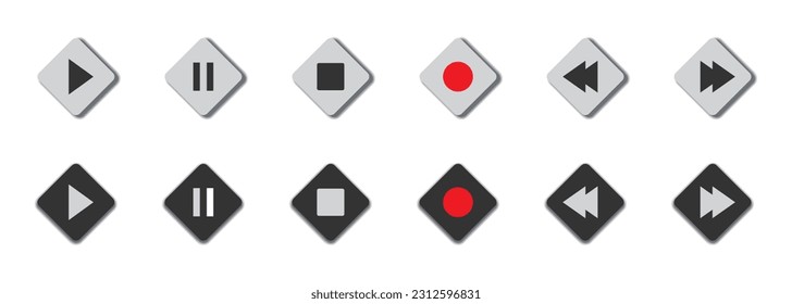 Media player buttons set. Vector illustration.