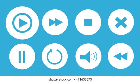 media player buttons set vector illustration