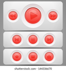 Media player buttons set, web design elements, vector illustration