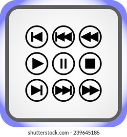 Media player buttons sign icons, vector illustration. Flat design style 
