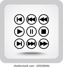 Media player buttons sign icons, vector illustration. Flat design style 