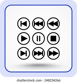 Media player buttons sign icons, vector illustration. Flat design style 