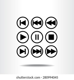 Media player buttons sign icons, vector illustration. Flat design style 