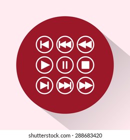 Media player buttons sign icons, vector illustration. Flat design style 