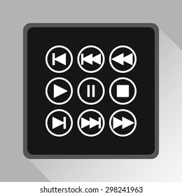 Media player buttons sign icons, vector illustration. Flat design style 