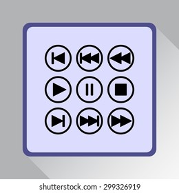 Media player buttons sign icons, vector illustration. Flat design style 