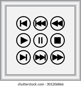 Media player buttons sign icons, vector illustration. Flat design style 