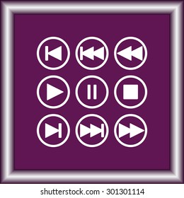 Media player buttons sign icons, vector illustration. Flat design style 