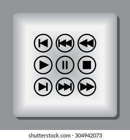 Media player buttons sign icons, vector illustration. Flat design style 