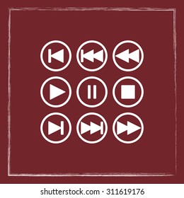Media player buttons sign icons, vector illustration. Flat design style 