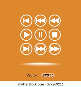 Media player buttons sign icons, vector illustration. Flat design style 