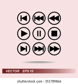 Media player buttons sign icons, vector illustration. Flat design style 