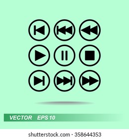Media player buttons sign icons, vector illustration. Flat design style 